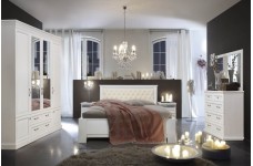 Спальня Нинель 4-дв. с декором белая эмаль с патиной серебро