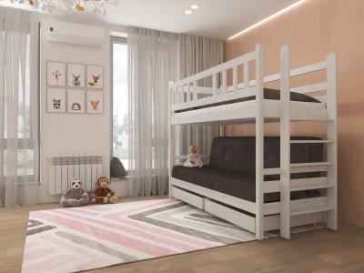 Детская 2х ярусная диван-кровать Фламинго