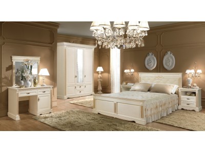 Спальня Афина 3-дв. с декором ваниль с патиной золото