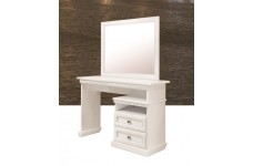Стол туалетный + зеркало Нинель с декором белая эмаль с серебром