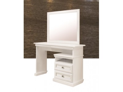Стол туалетный + зеркало Нинель с декором белая эмаль с серебром