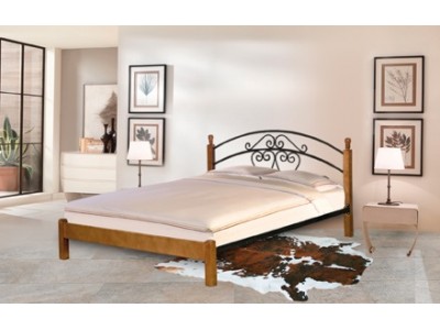Кровать Ковка-4 из массива с кованными элементами