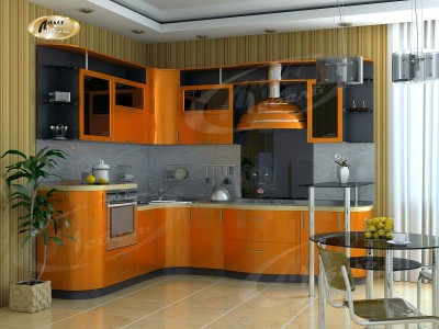 Кухня угловая Оранжевый металлик 