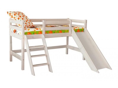 Кровать Соня низкая с наклонной лестницей (Вариант-14)