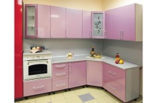 Кухня угловая Люкс розовый металлик