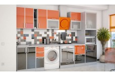 Кухня Пластик серый/черный/оранжевый